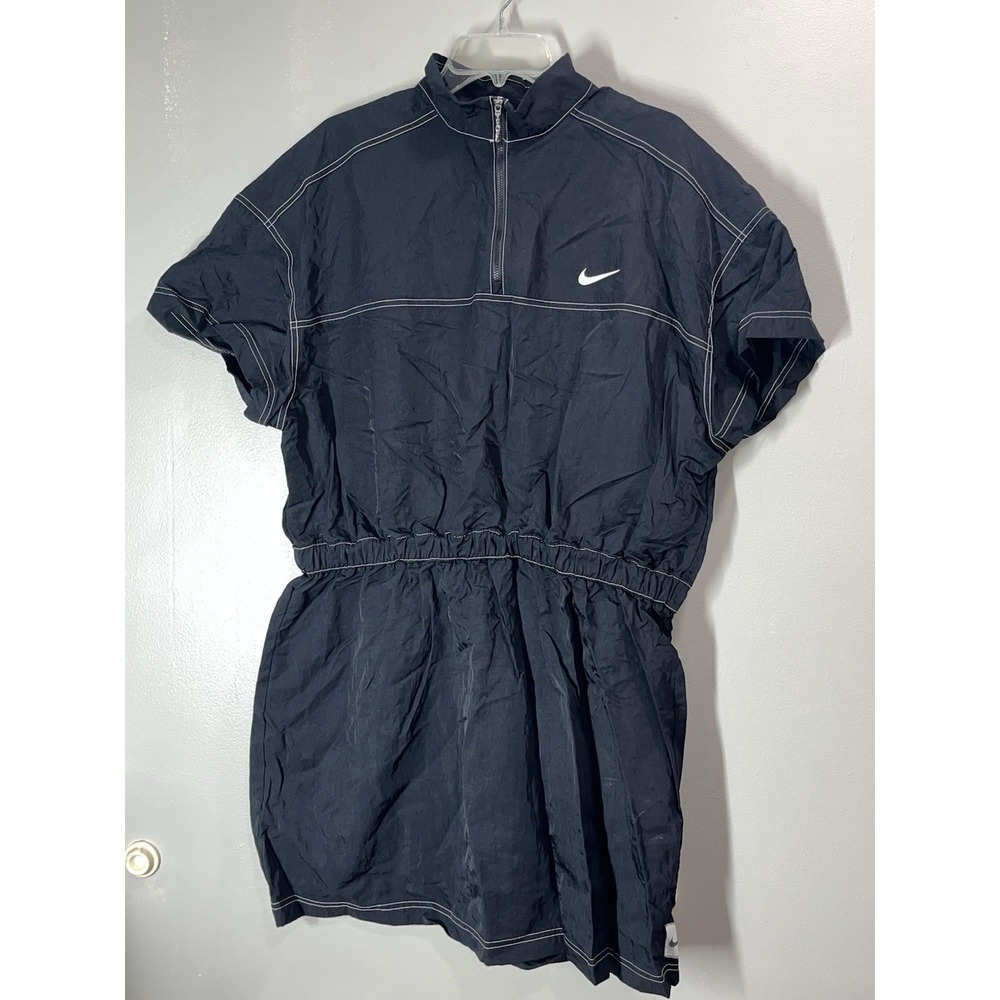 Nike Sportswear Swoosh Woven Dress Womens 2XL Black Quarter Zip Baggy Nylon